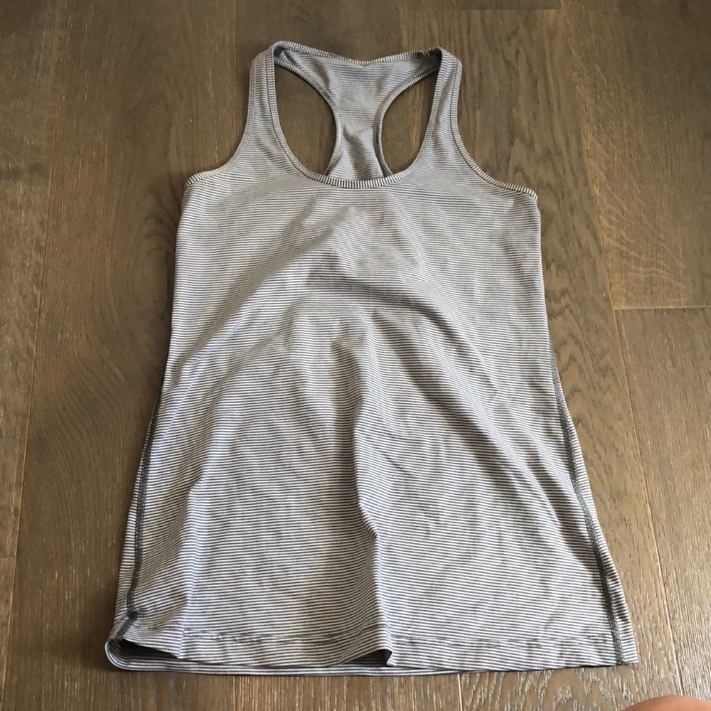 Grey and white striped LULULEMON tank top